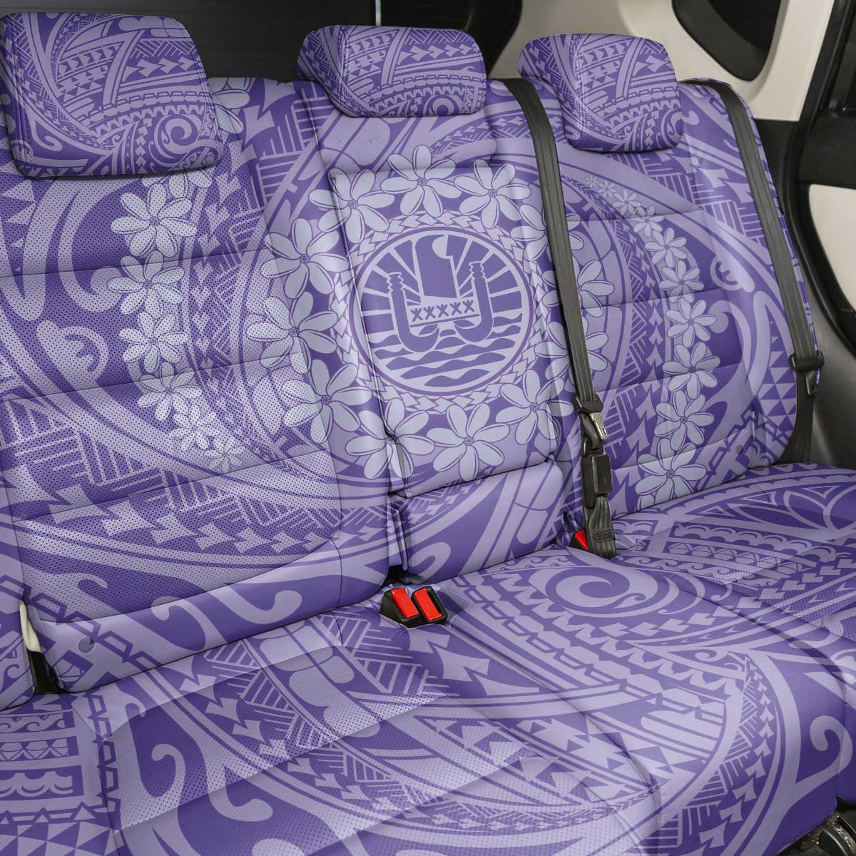 Tahitian Tiare Flower Back Car Seat Cover Violet Polynesian Pattern LT9 - Polynesian Pride
