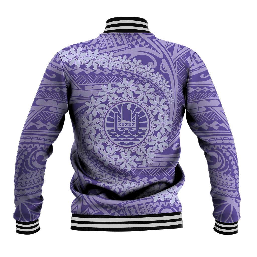 Tahitian Tiare Flower Baseball Jacket Violet Polynesian Pattern LT9 - Polynesian Pride