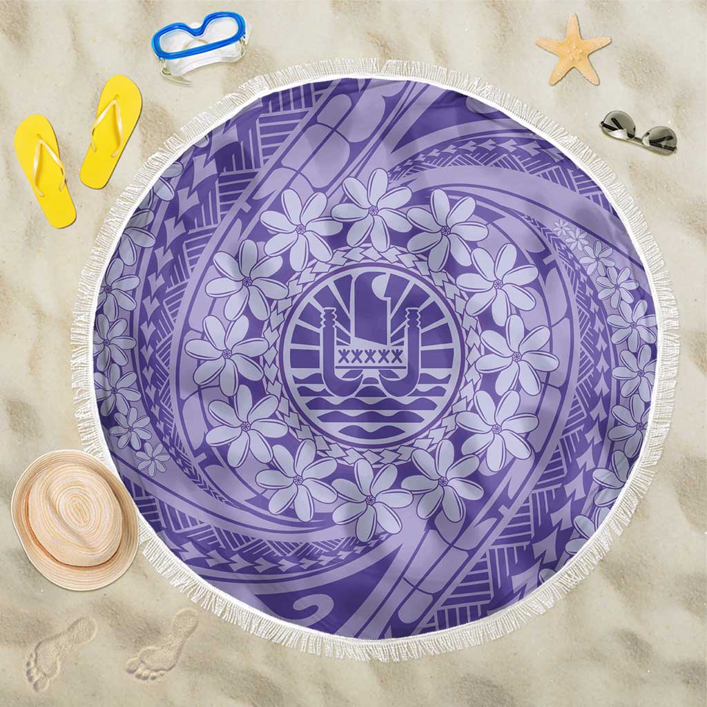 Tahitian Tiare Flower Beach Blanket Violet Polynesian Pattern