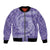 Tahitian Tiare Flower Bomber Jacket Violet Polynesian Pattern