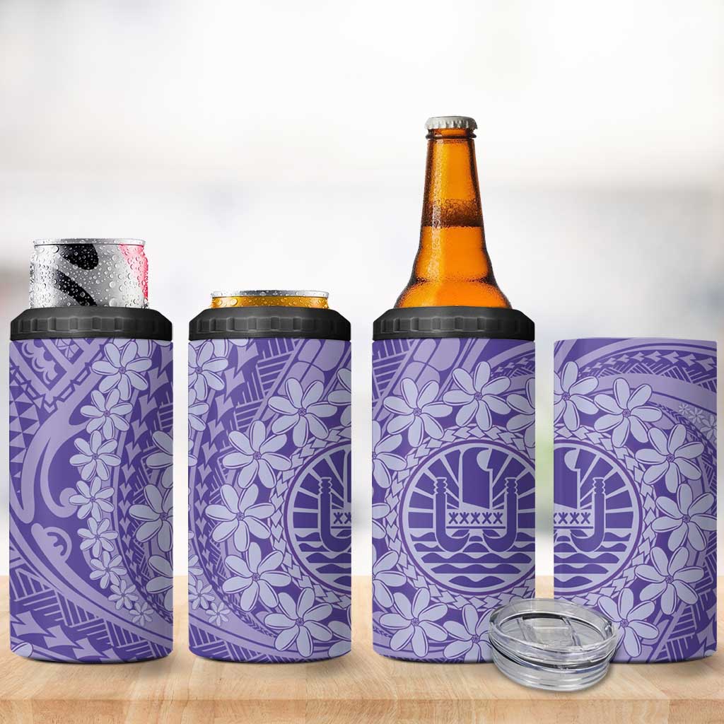 Tahitian Tiare Flower 4 in 1 Can Cooler Tumbler Violet Polynesian Pattern LT9 - Polynesian Pride