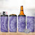 Tahitian Tiare Flower 4 in 1 Can Cooler Tumbler Violet Polynesian Pattern