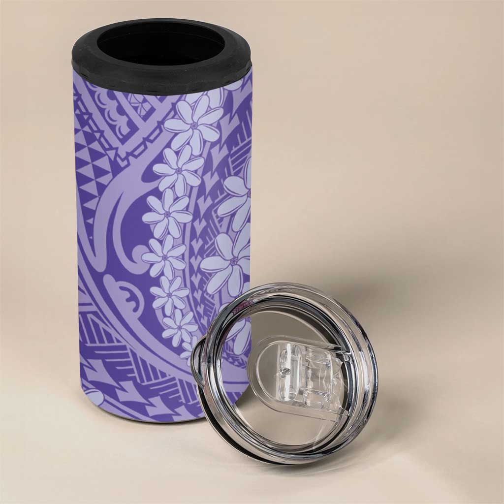 Tahitian Tiare Flower 4 in 1 Can Cooler Tumbler Violet Polynesian Pattern LT9 - Polynesian Pride