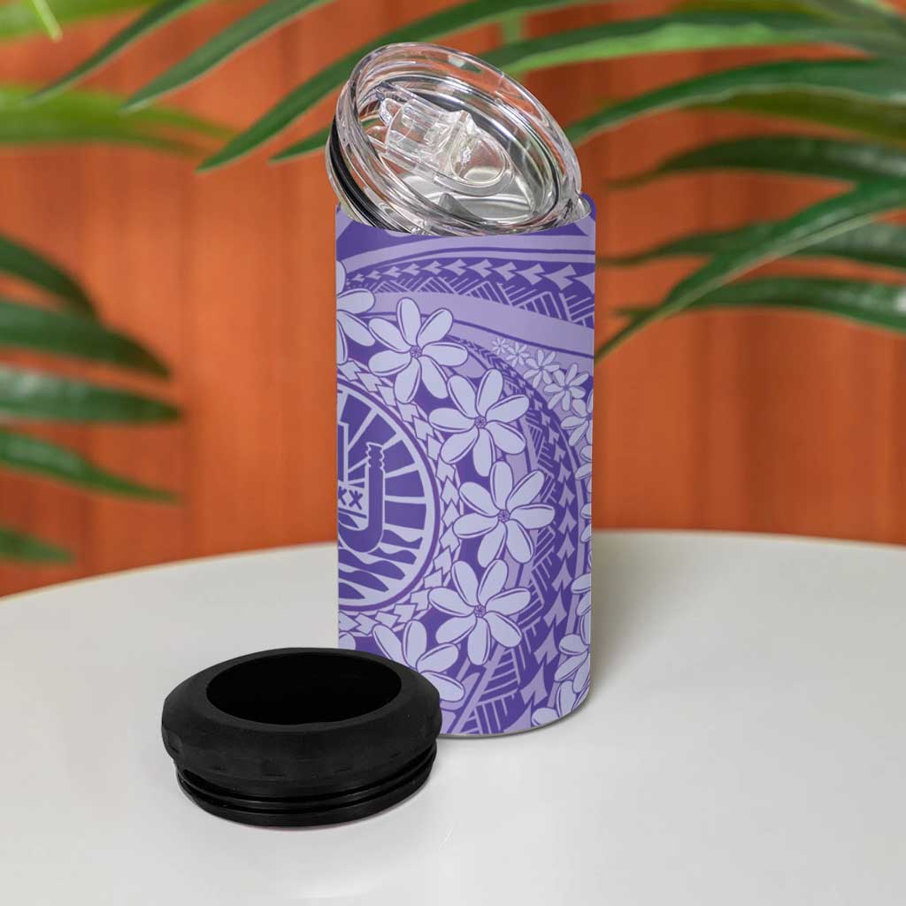 Tahitian Tiare Flower 4 in 1 Can Cooler Tumbler Violet Polynesian Pattern LT9 - Polynesian Pride