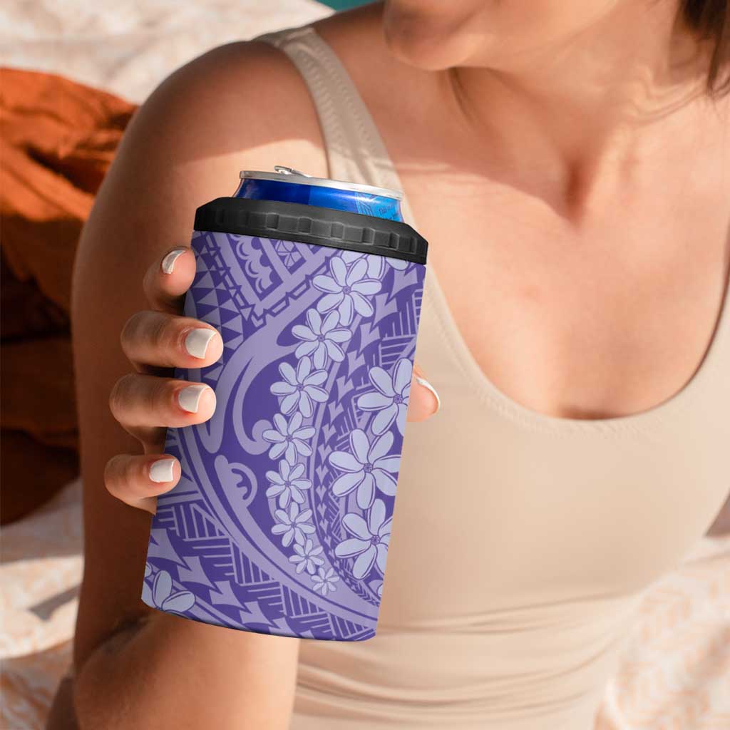 Tahitian Tiare Flower 4 in 1 Can Cooler Tumbler Violet Polynesian Pattern LT9 - Polynesian Pride