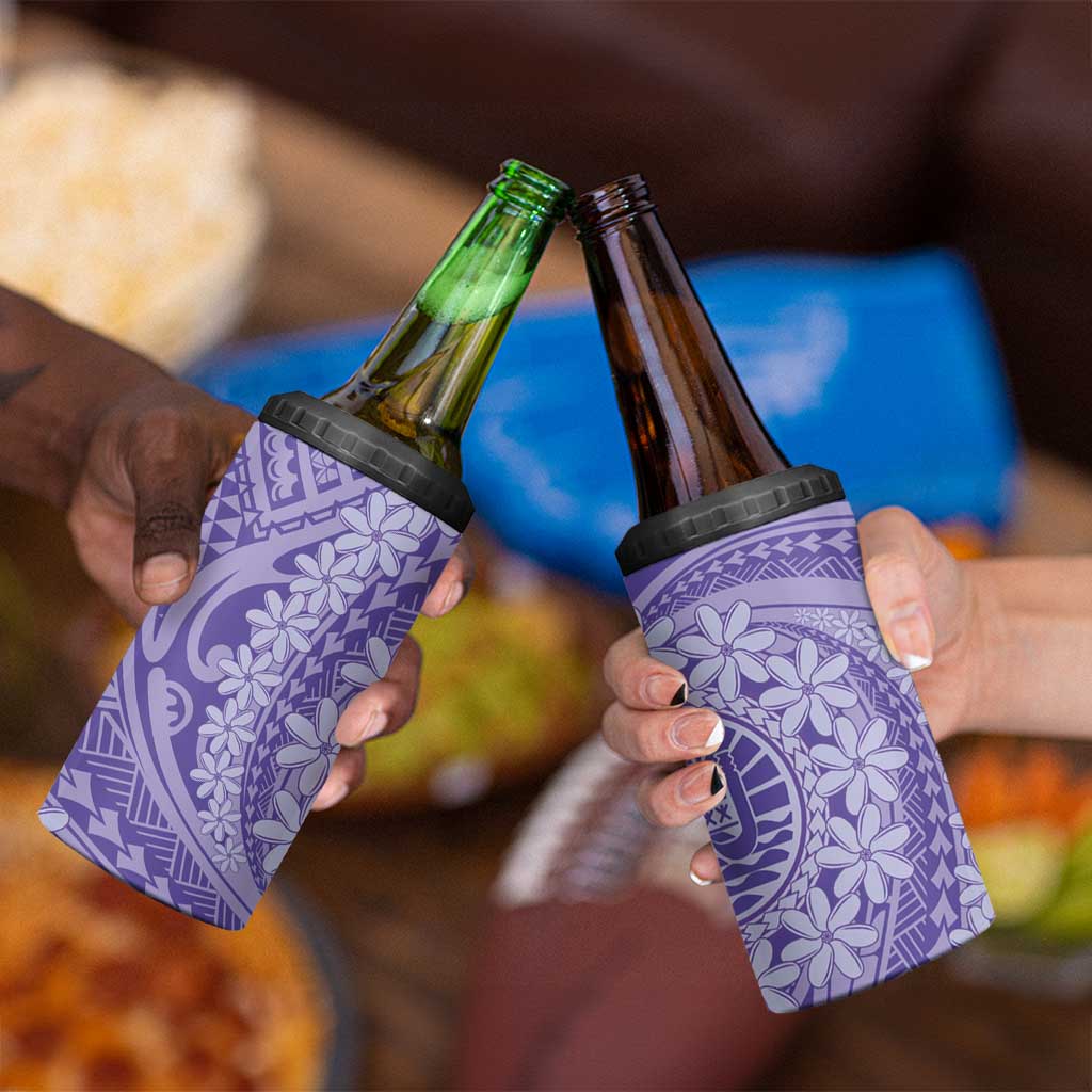 Tahitian Tiare Flower 4 in 1 Can Cooler Tumbler Violet Polynesian Pattern LT9 - Polynesian Pride