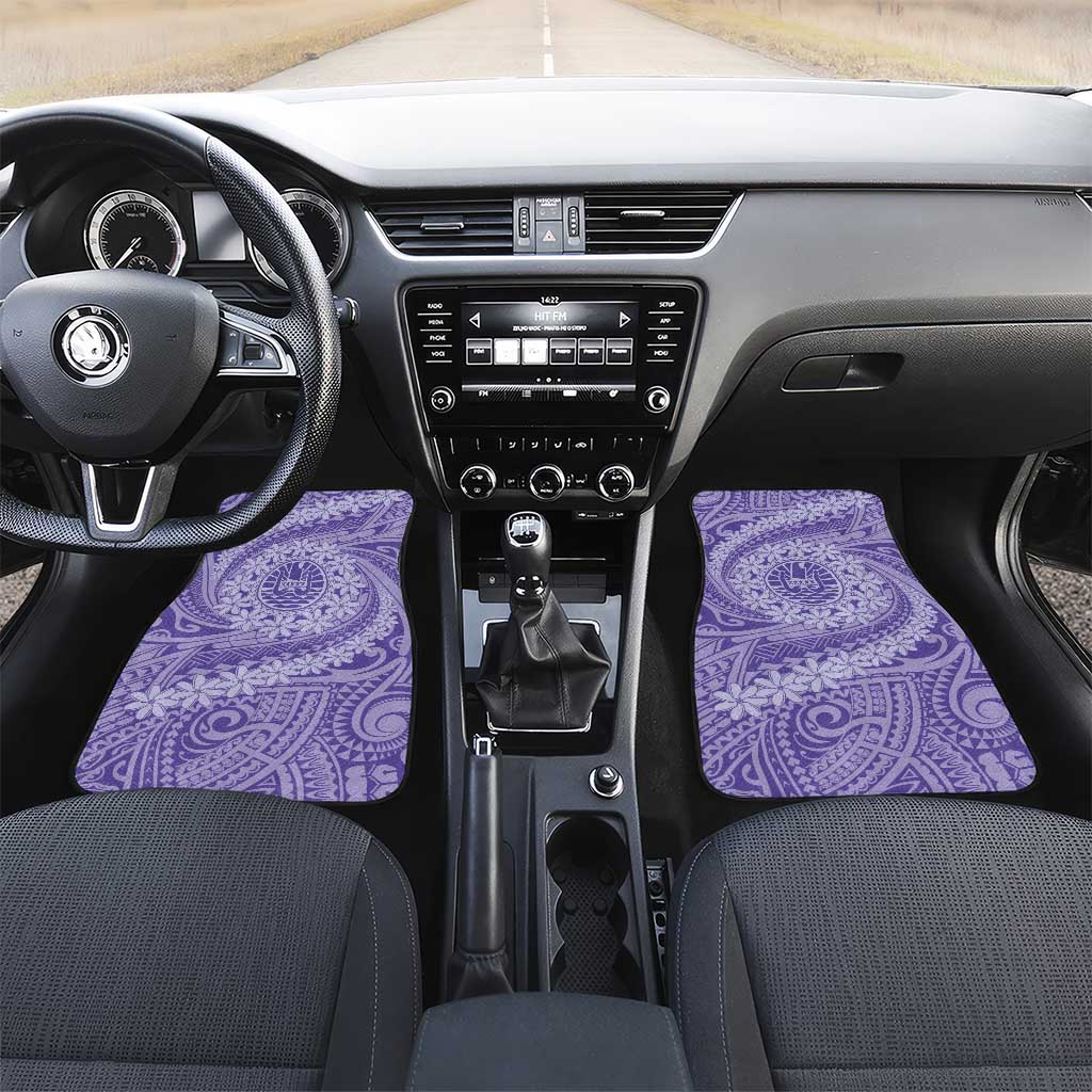 Tahitian Tiare Flower Car Mats Violet Polynesian Pattern LT9 Set 2pcs - Front Violet - Polynesian Pride