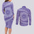 Tahitian Tiare Flower Couples Matching Long Sleeve Bodycon Dress and Long Sleeve Button Shirt Violet Polynesian Pattern