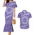 Tahitian Tiare Flower Couples Matching Mermaid Dress and Hawaiian Shirt Violet Polynesian Pattern