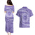 Tahitian Tiare Flower Couples Matching Puletasi and Hawaiian Shirt Violet Polynesian Pattern