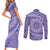 Tahitian Tiare Flower Couples Matching Short Sleeve Bodycon Dress and Long Sleeve Button Shirt Violet Polynesian Pattern