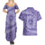 Tahitian Tiare Flower Couples Matching Summer Maxi Dress and Hawaiian Shirt Violet Polynesian Pattern