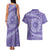 Tahitian Tiare Flower Couples Matching Tank Maxi Dress and Hawaiian Shirt Violet Polynesian Pattern