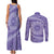 Tahitian Tiare Flower Couples Matching Tank Maxi Dress and Long Sleeve Button Shirt Violet Polynesian Pattern