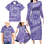 Tahitian Tiare Flower Family Matching Long Sleeve Bodycon Dress and Hawaiian Shirt Violet Polynesian Pattern