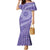 Tahitian Tiare Flower Family Matching Mermaid Dress and Hawaiian Shirt Violet Polynesian Pattern