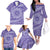 Tahitian Tiare Flower Family Matching Off The Shoulder Long Sleeve Dress and Hawaiian Shirt Violet Polynesian Pattern