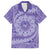 Tahitian Tiare Flower Family Matching Off The Shoulder Long Sleeve Dress and Hawaiian Shirt Violet Polynesian Pattern