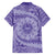 Tahitian Tiare Flower Family Matching Off The Shoulder Long Sleeve Dress and Hawaiian Shirt Violet Polynesian Pattern