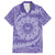 Tahitian Tiare Flower Family Matching Off Shoulder Maxi Dress and Hawaiian Shirt Violet Polynesian Pattern