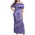 Tahitian Tiare Flower Family Matching Off Shoulder Maxi Dress and Hawaiian Shirt Violet Polynesian Pattern