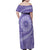 Tahitian Tiare Flower Family Matching Off Shoulder Maxi Dress and Hawaiian Shirt Violet Polynesian Pattern