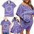 Tahitian Tiare Flower Family Matching Off Shoulder Short Dress and Hawaiian Shirt Violet Polynesian Pattern