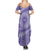 Tahitian Tiare Flower Family Matching Summer Maxi Dress and Hawaiian Shirt Violet Polynesian Pattern