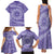 Tahitian Tiare Flower Family Matching Tank Maxi Dress and Hawaiian Shirt Violet Polynesian Pattern