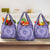 Tahitian Tiare Flower Grocery Bag Violet Polynesian Pattern