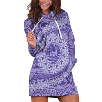 Tahitian Tiare Flower Hoodie Dress Violet Polynesian Pattern LT9 Violet - Polynesian Pride