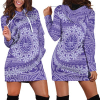 Tahitian Tiare Flower Hoodie Dress Violet Polynesian Pattern LT9 - Polynesian Pride