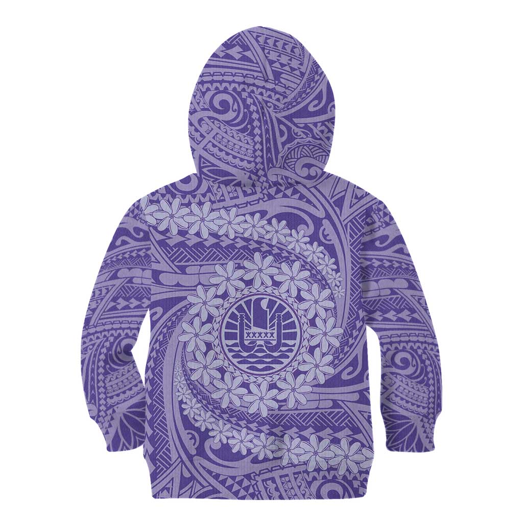 Tahitian Tiare Flower Kid Hoodie Violet Polynesian Pattern LT9 - Polynesian Pride