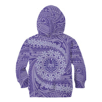 Tahitian Tiare Flower Kid Hoodie Violet Polynesian Pattern LT9 - Polynesian Pride