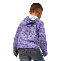 Tahitian Tiare Flower Kid Hoodie Violet Polynesian Pattern LT9 - Polynesian Pride