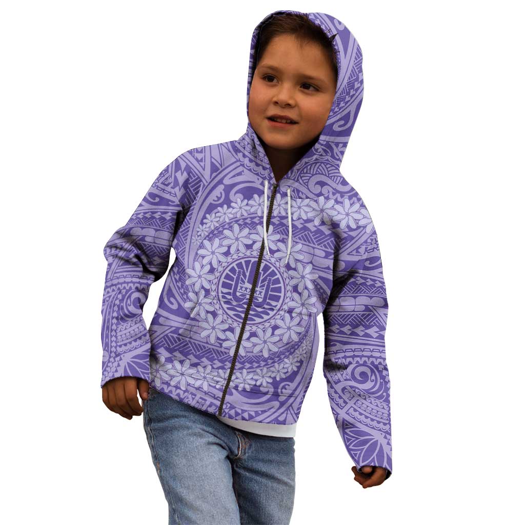 Tahitian Tiare Flower Kid Hoodie Violet Polynesian Pattern LT9 - Polynesian Pride
