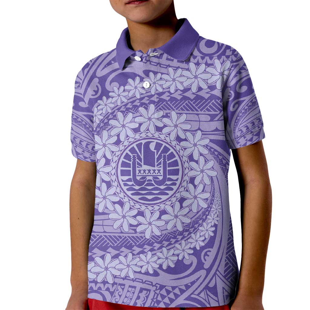 Tahitian Tiare Flower Kid Polo Shirt Violet Polynesian Pattern LT9 Kid Violet - Polynesian Pride