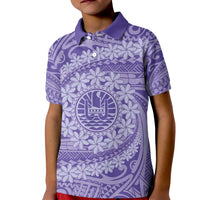Tahitian Tiare Flower Kid Polo Shirt Violet Polynesian Pattern LT9 Kid Violet - Polynesian Pride