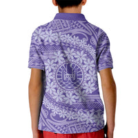Tahitian Tiare Flower Kid Polo Shirt Violet Polynesian Pattern LT9 - Polynesian Pride