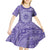 Tahitian Tiare Flower Kid Short Sleeve Dress Violet Polynesian Pattern