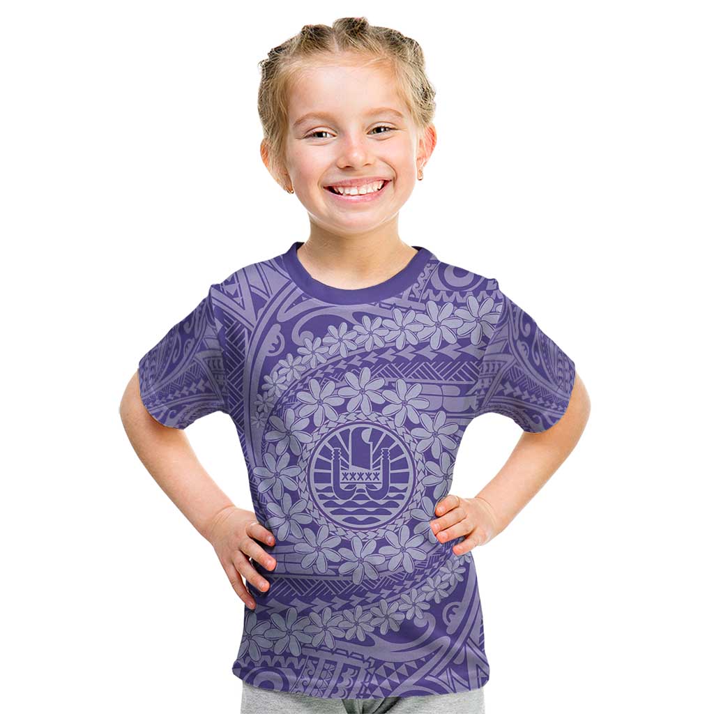 Tahitian Tiare Flower Kid T Shirt Violet Polynesian Pattern LT9 Violet - Polynesian Pride