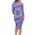 Tahitian Tiare Flower Long Sleeve Bodycon Dress Violet Polynesian Pattern