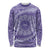 Tahitian Tiare Flower Long Sleeve Shirt Violet Polynesian Pattern