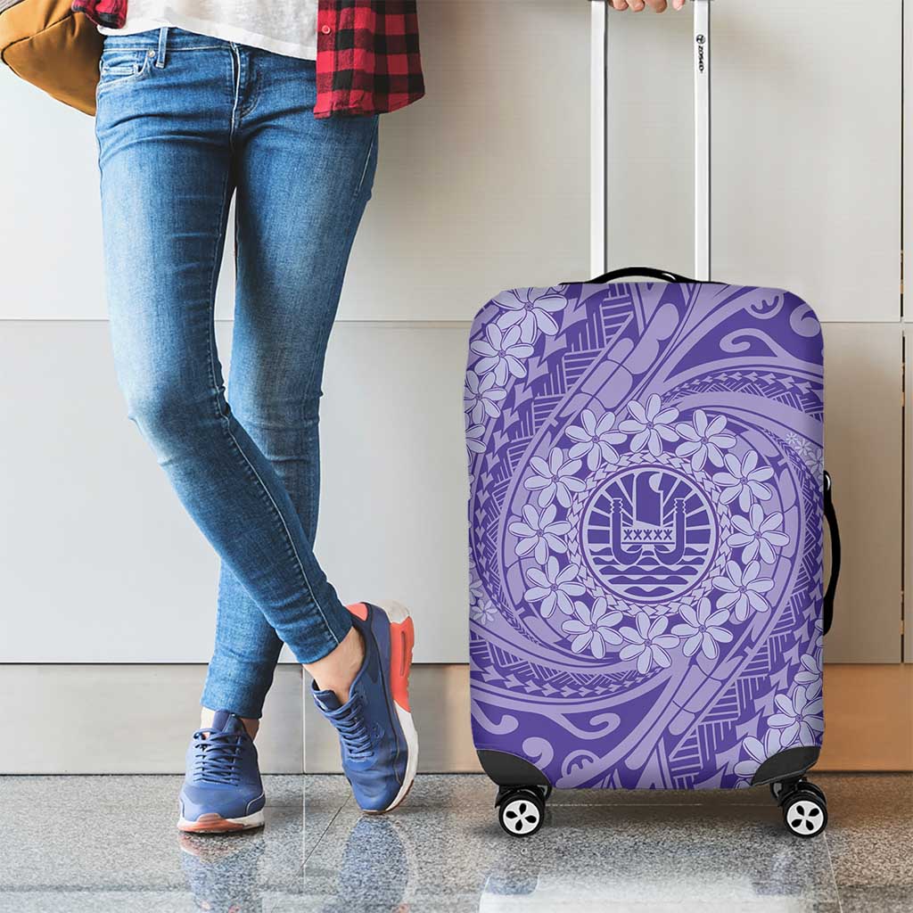 Tahitian Tiare Flower Luggage Cover Violet Polynesian Pattern LT9 - Polynesian Pride