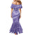 Tahitian Tiare Flower Mermaid Dress Violet Polynesian Pattern