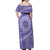 Tahitian Tiare Flower Off Shoulder Maxi Dress Violet Polynesian Pattern