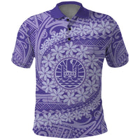 Tahitian Tiare Flower Polo Shirt Violet Polynesian Pattern LT9 Violet - Polynesian Pride