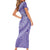 Tahitian Tiare Flower Short Sleeve Bodycon Dress Violet Polynesian Pattern