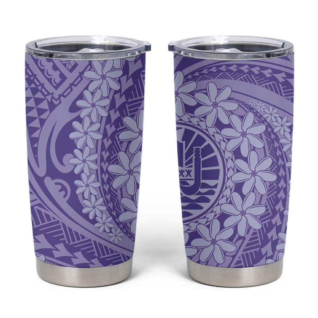 Tahitian Tiare Flower Tumbler Cup Violet Polynesian Pattern