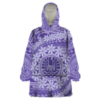 Tahitian Tiare Flower Wearable Blanket Hoodie Violet Polynesian Pattern LT9 One Size Violet - Polynesian Pride